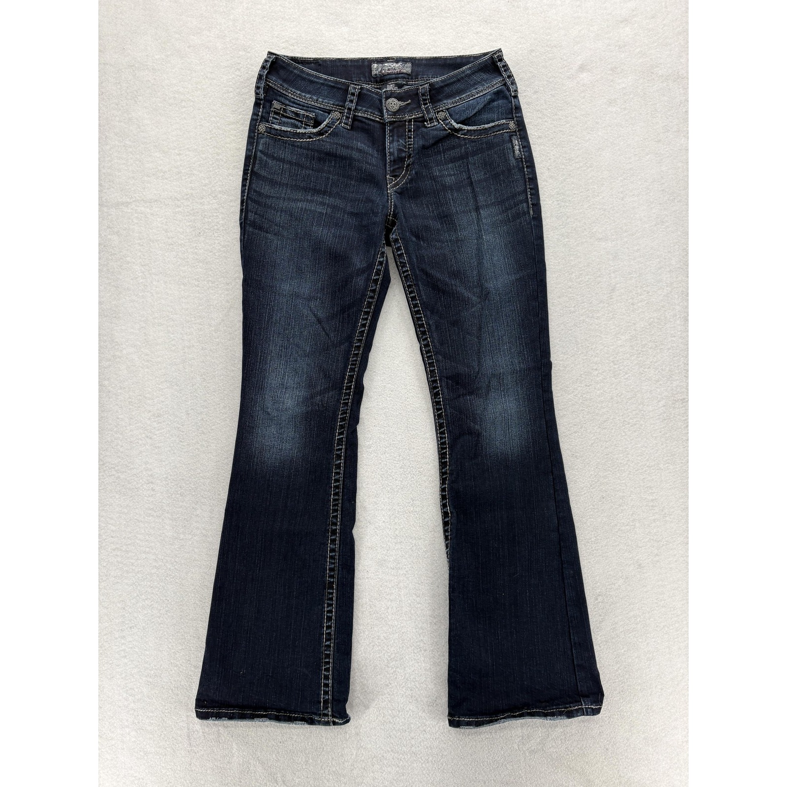 Silver Jeans Suki Surplus Bootcut Womens 28x32 Dark Wash Blue Denim Grunge Y2k